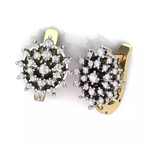 Jewelry Set diamond cluster pendant gold