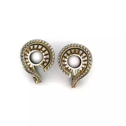 Jewelry Set pair of earrings with pearls and diamonds