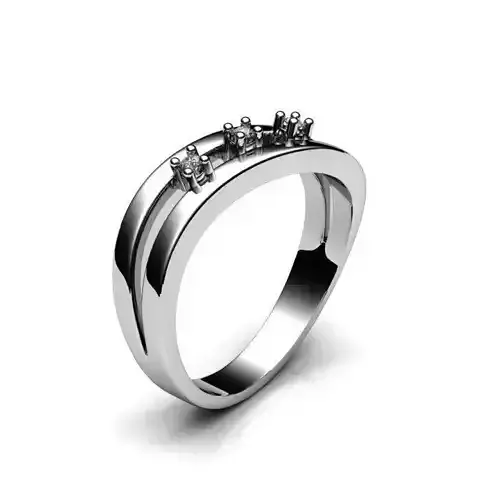 Jewelry Set sterling silver ring with three diamonds