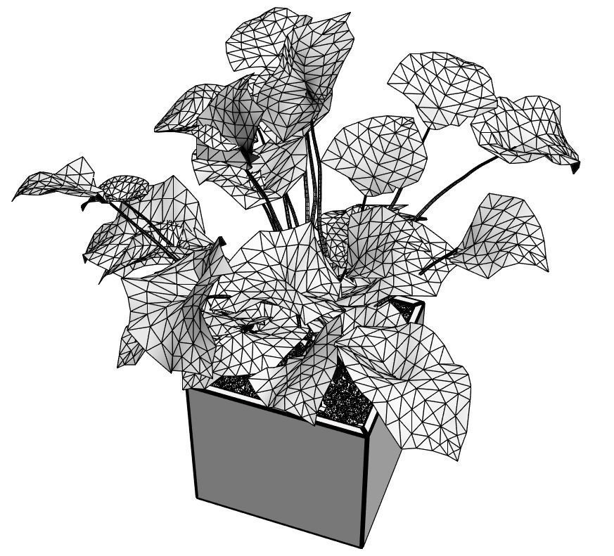 Young palm in modern pot 3D model_4