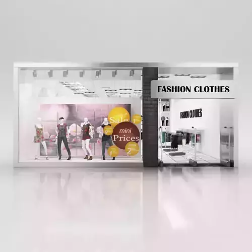 Shop window with low poly interior 3D model