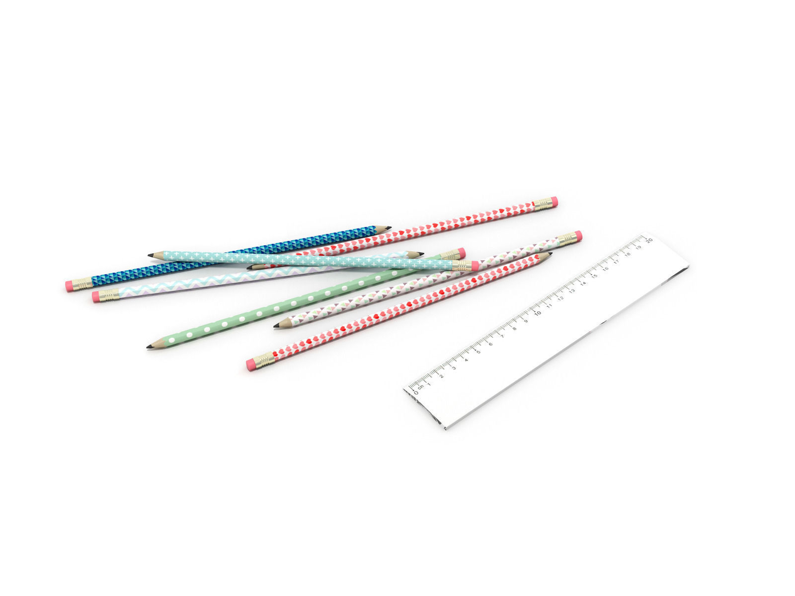 3 Pot pencils 3 Pots a crayons ciseaux regles 3D model_2