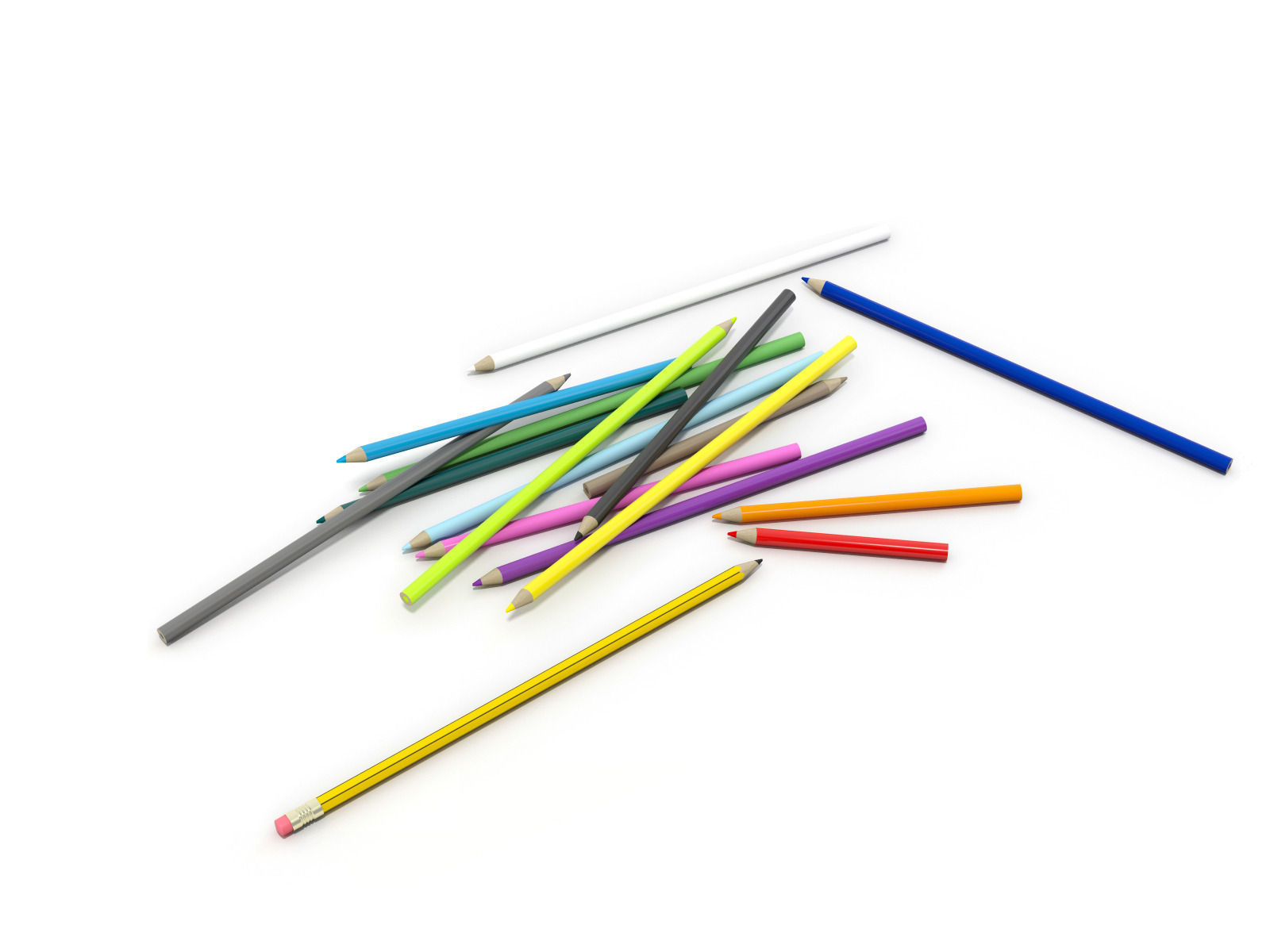 3 Pot pencils 3 Pots a crayons ciseaux regles 3D model_4