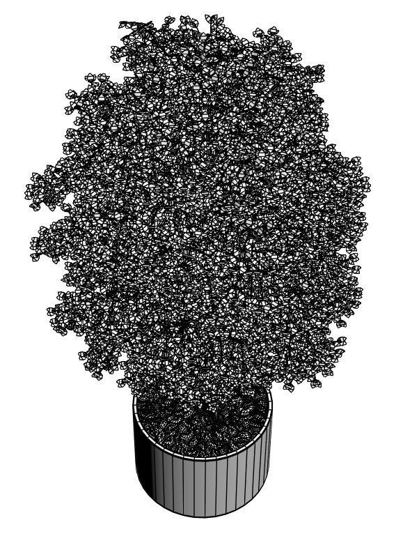 Tree in round steel pot 3D model_4