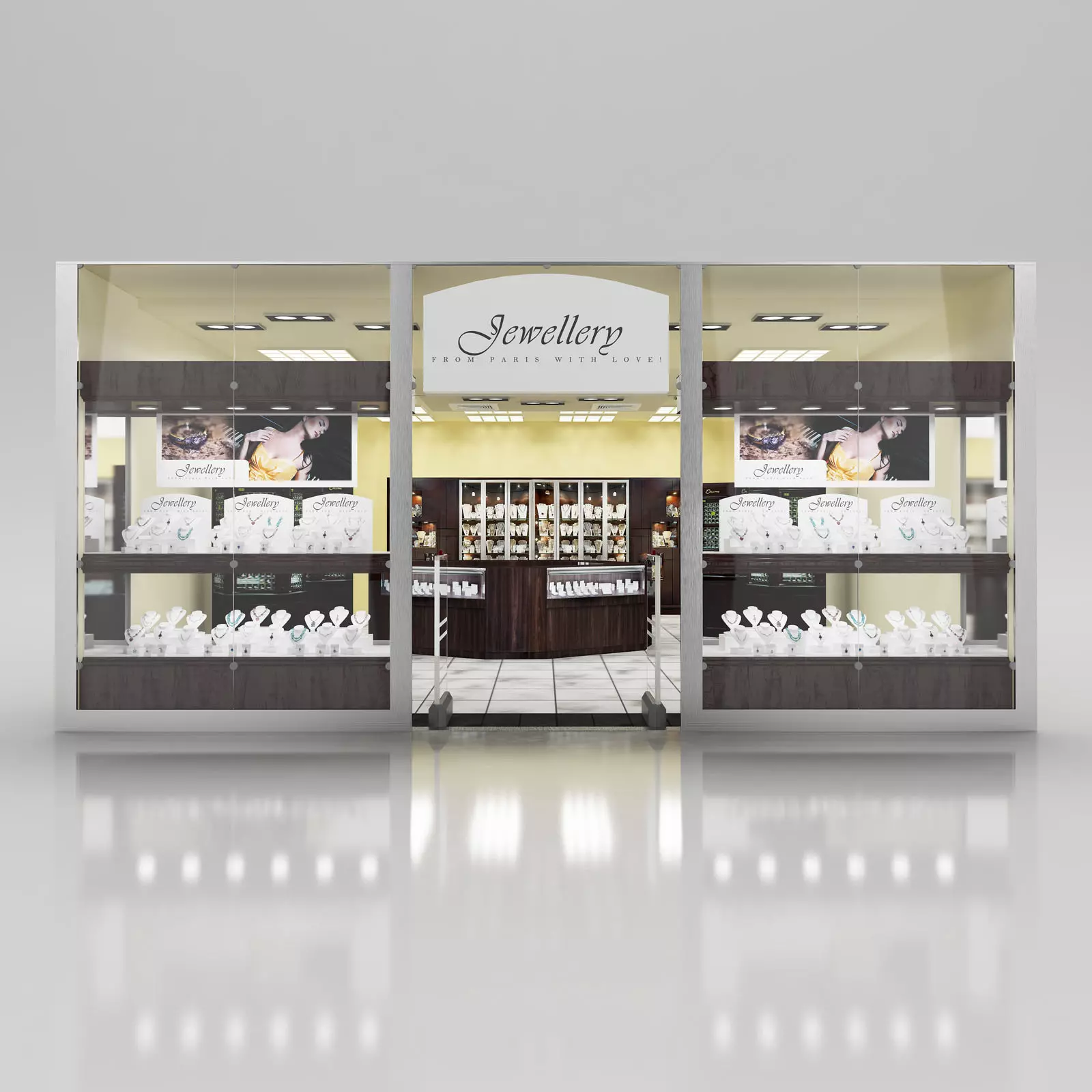 Shop window with jewellery 3D model_0