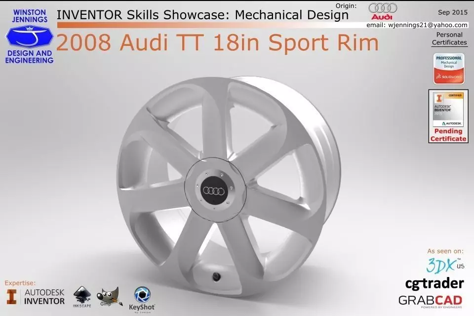 Inventor Skills - 2008 Audi TT Sport Rim Free 3D model