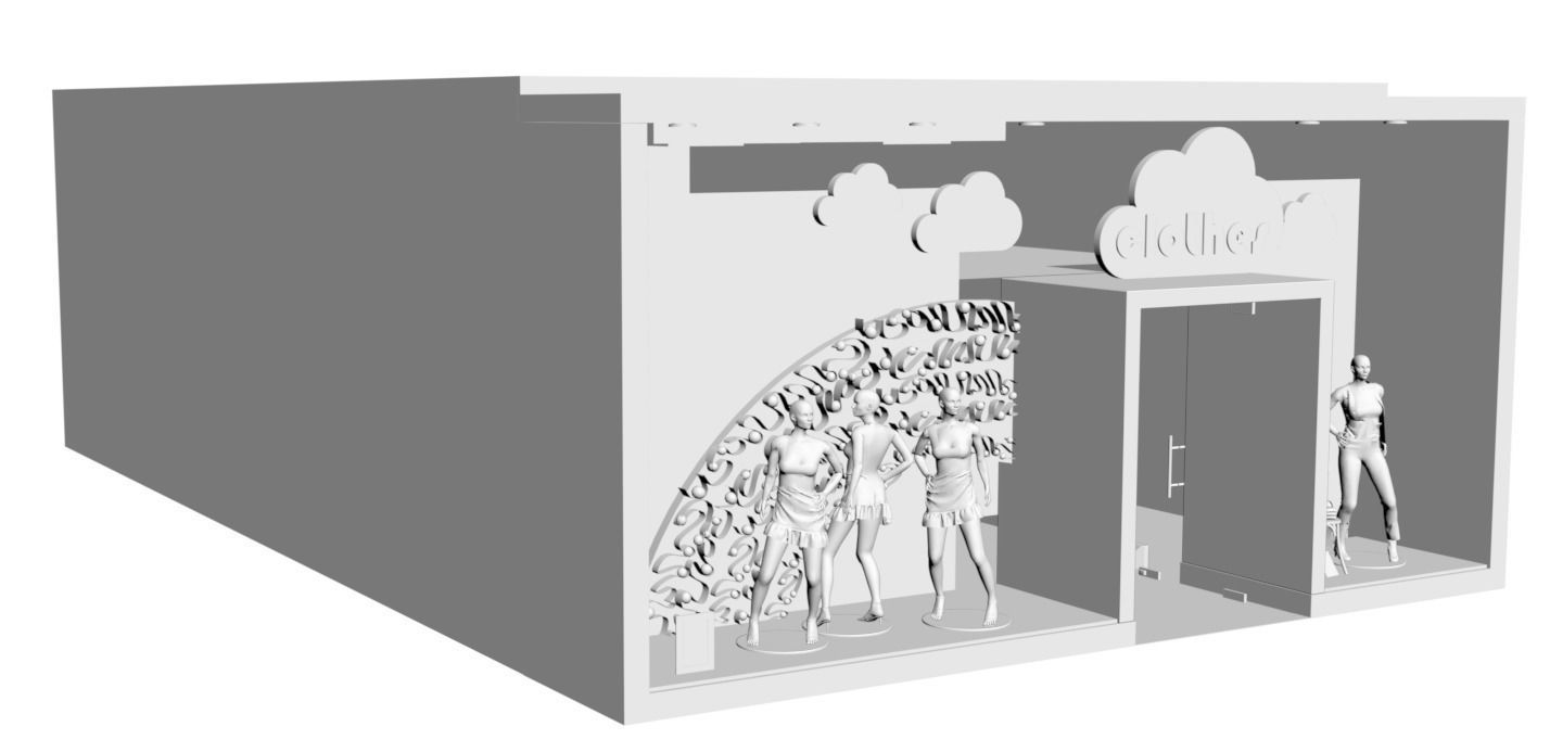 Shop window with colorful clothes 3D model_3