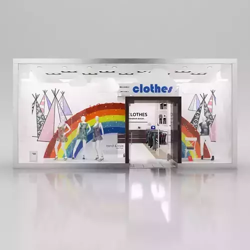 Shop window with colorful clothes 3D model