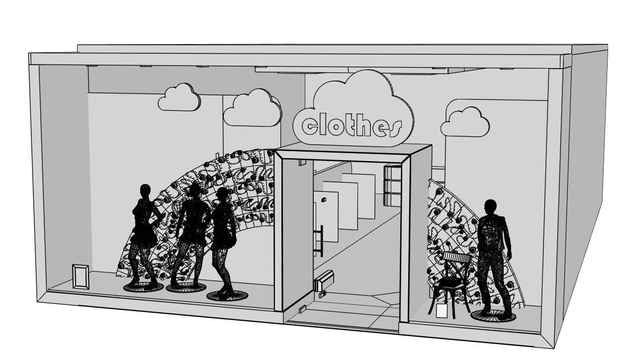 Shop window with colorful clothes 3D model_5