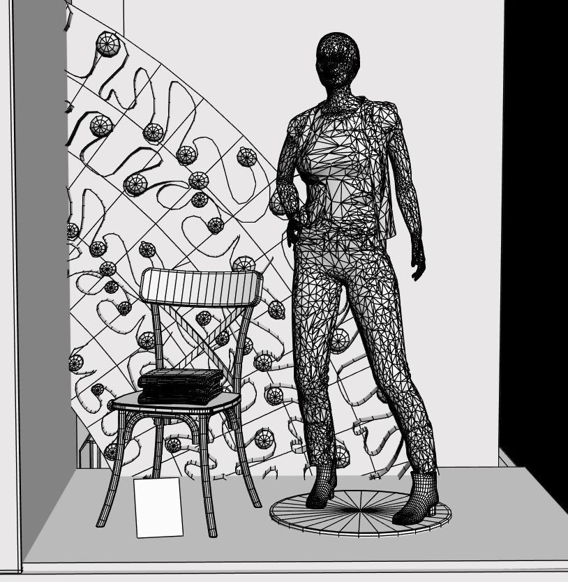 Shop window with colorful clothes 3D model_6