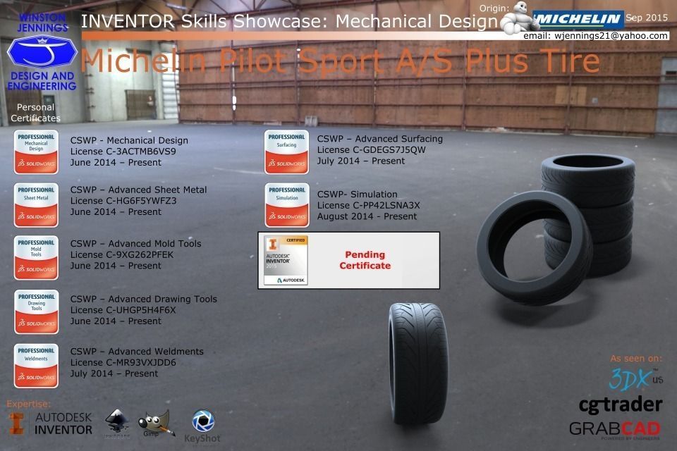 Inventor Skills - Michelin Pilot Sport AS Plus Tire Free 3D model_1