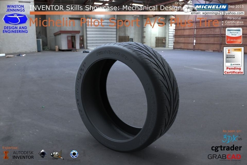 Inventor Skills - Michelin Pilot Sport AS Plus Tire Free 3D model_0