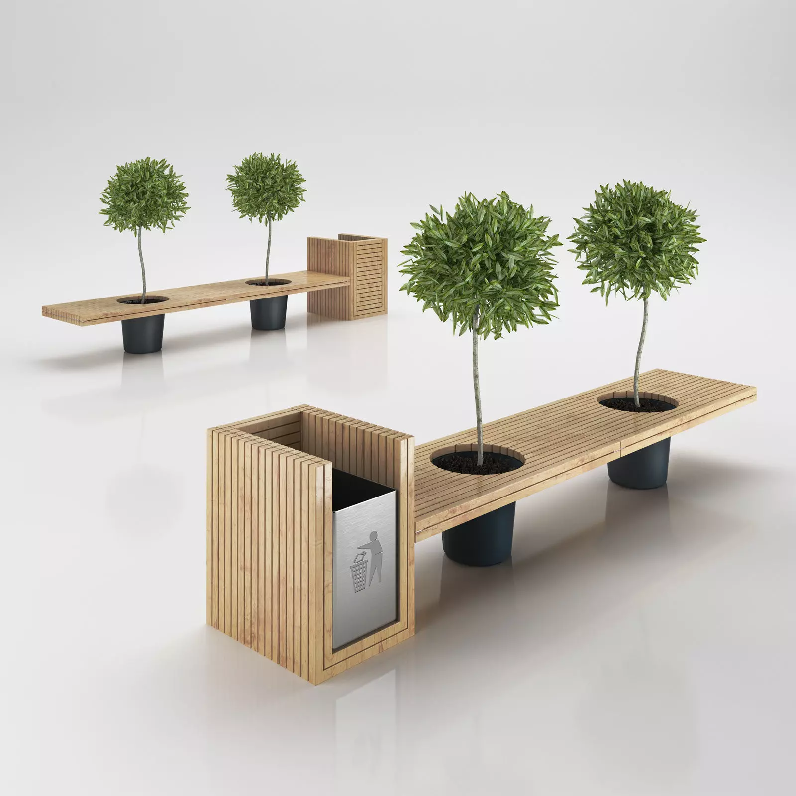 Wooden eco design bench 3D model_0