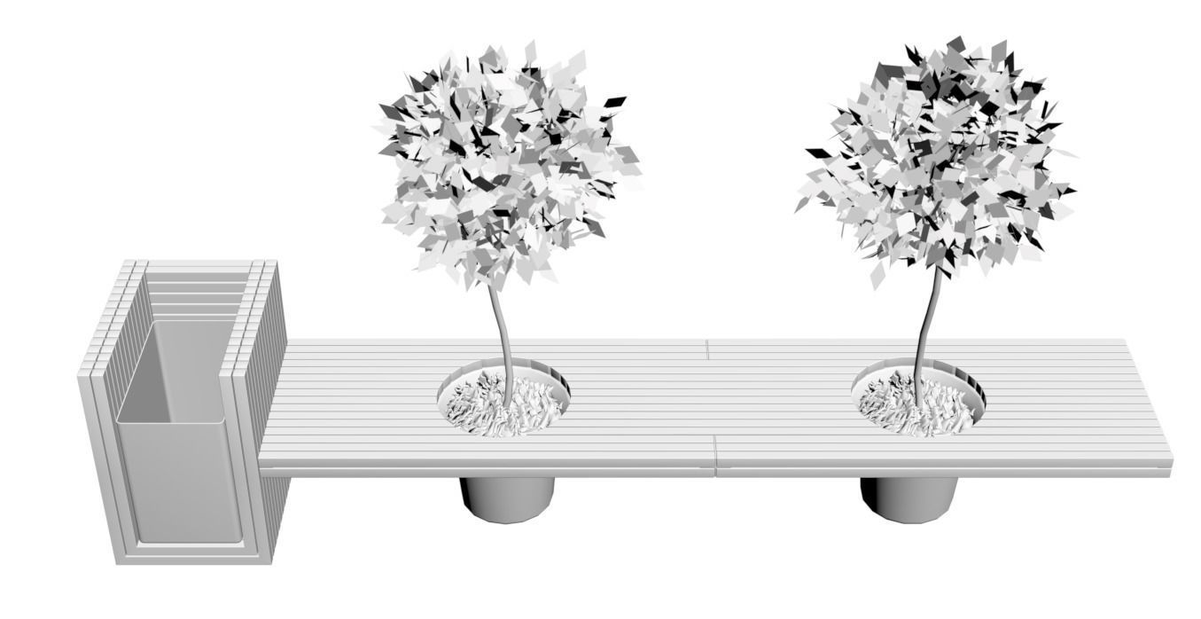 Wooden eco design bench 3D model_1