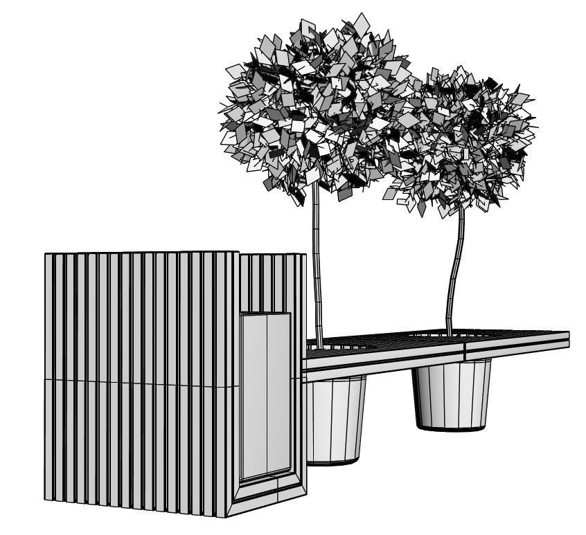 Wooden eco design bench 3D model_4