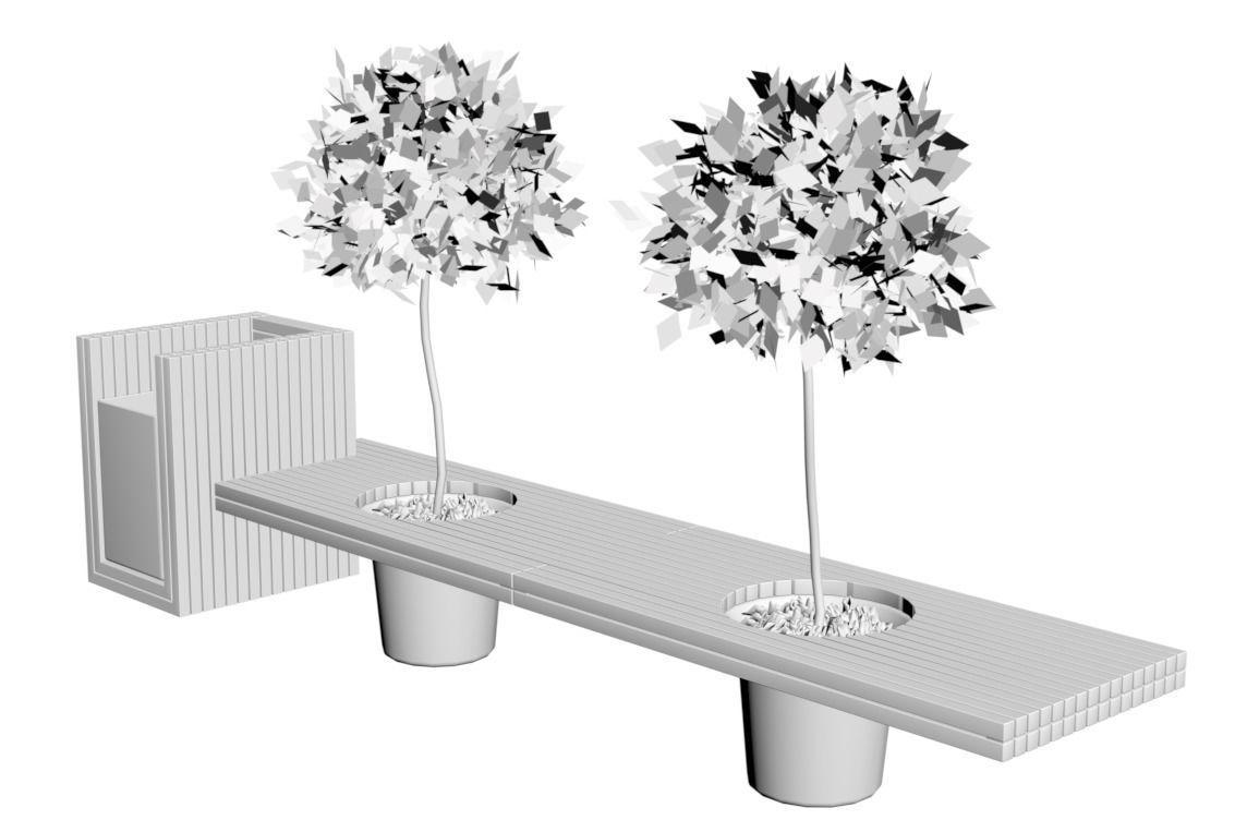 Wooden eco design bench 3D model_2