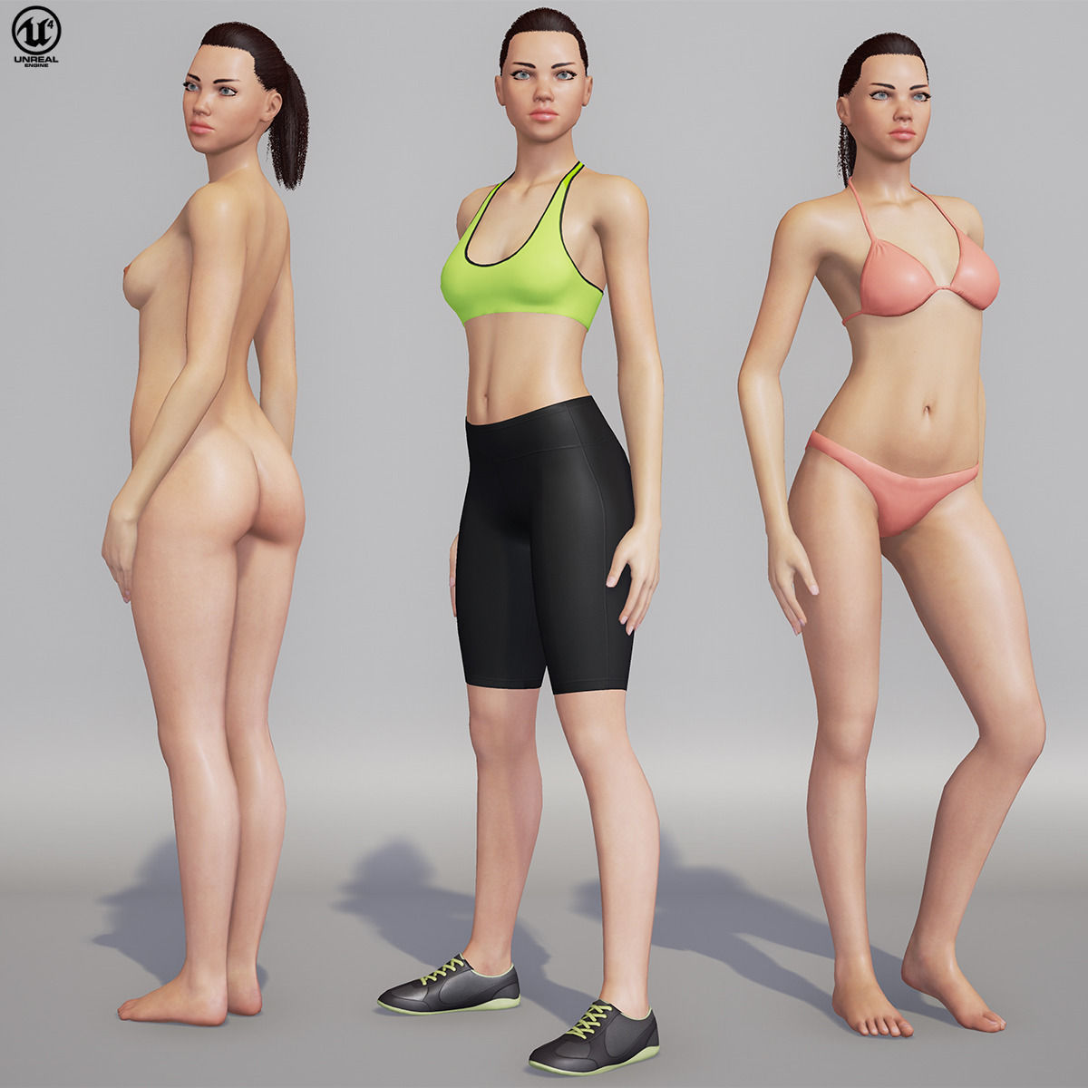 Adriana Unreal 4 Character Low-poly 3D model_2