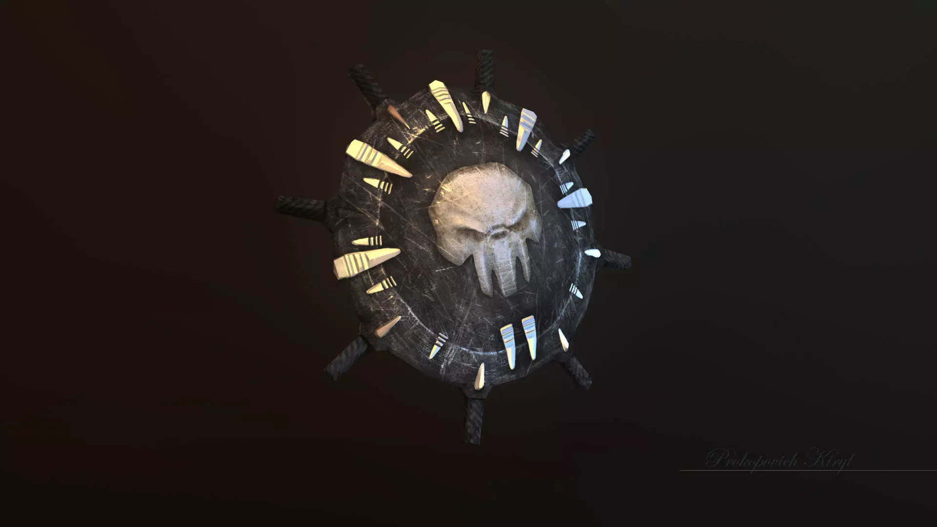shild skull in shape of shield Low-poly 3D model_0