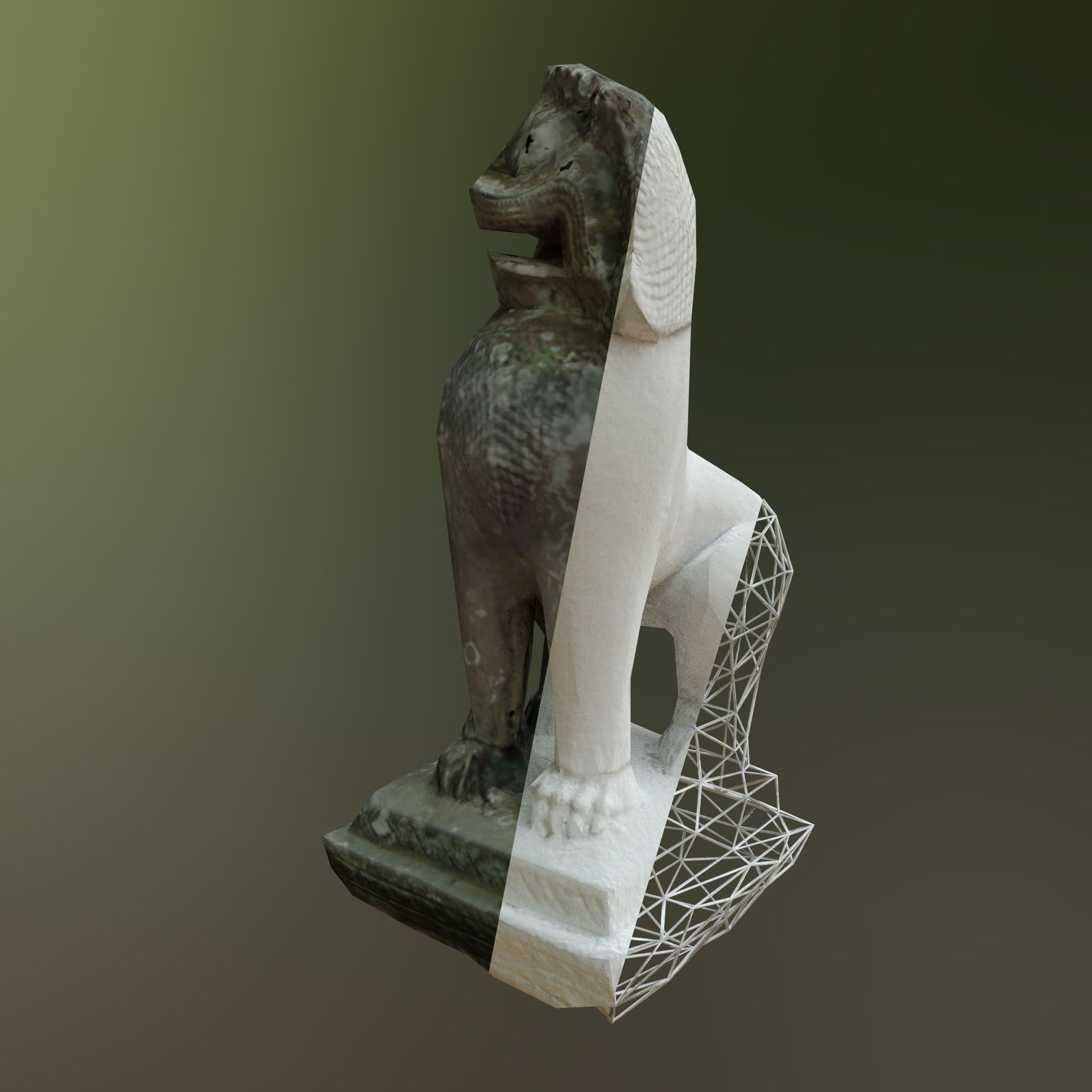 Scanned Damaged Lion Low-poly 3D model_5