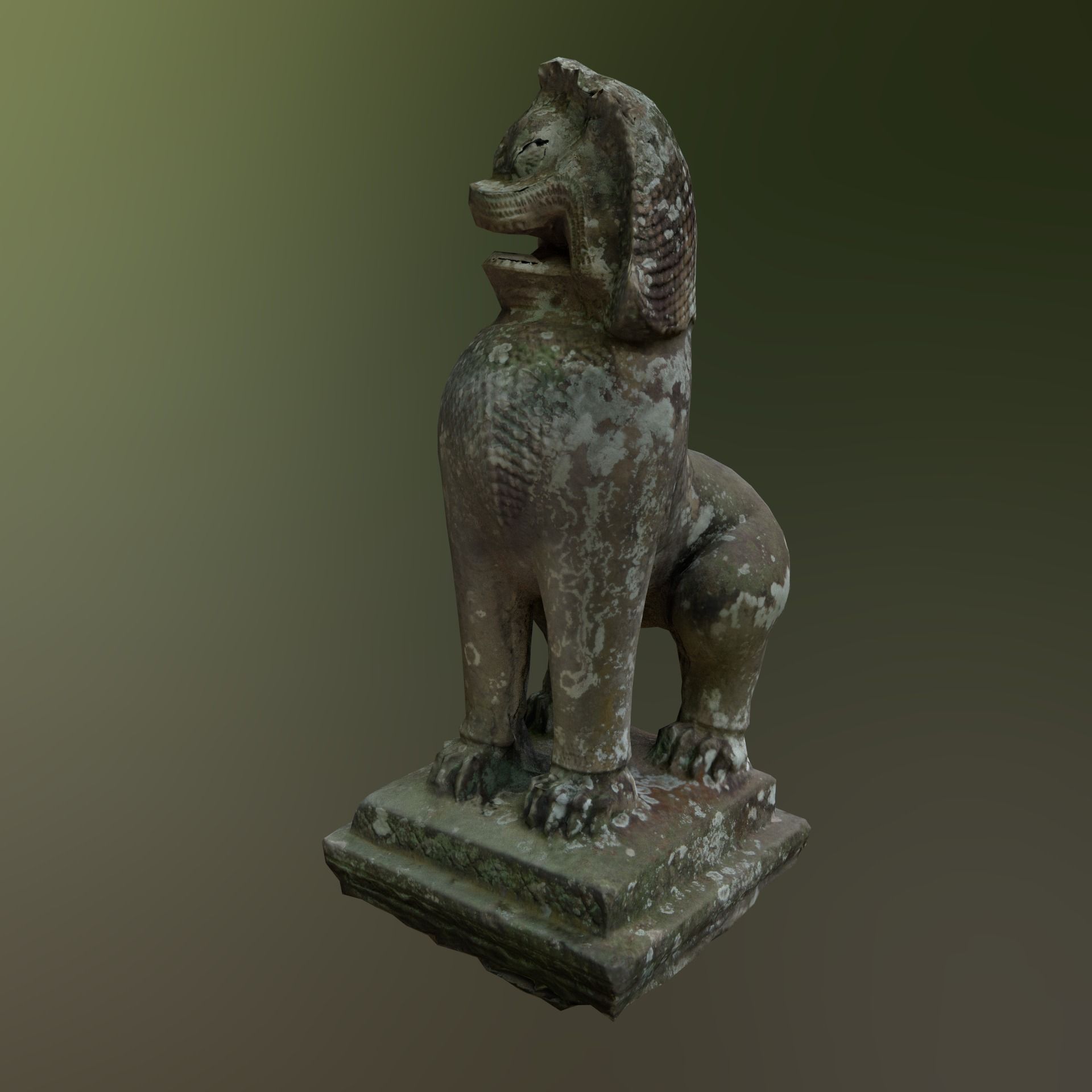 Scanned Damaged Lion Low-poly 3D model_2