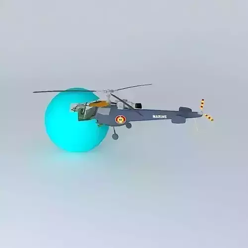 The Helicopter Crash Into The Sphere Free 3D model