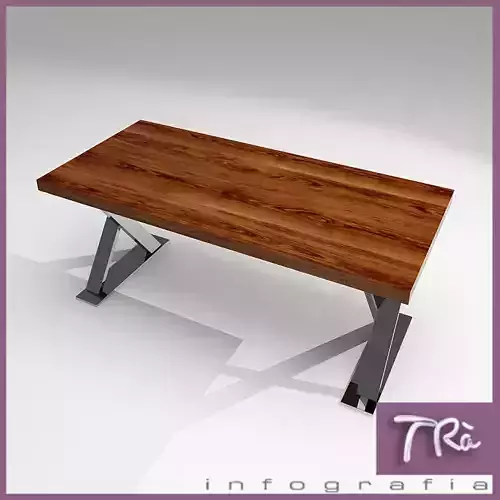 X TABLE wooden with metal legs
