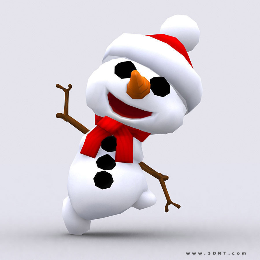 3DRT-Crazy dancing snowmen Low-poly 3D model_6
