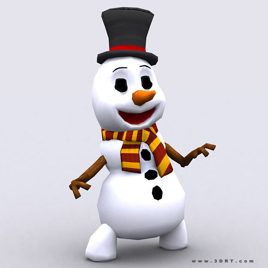 3DRT-Crazy dancing snowmen Low-poly 3D model_5