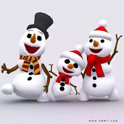 3DRT-Crazy dancing snowmen Low-poly 3D model