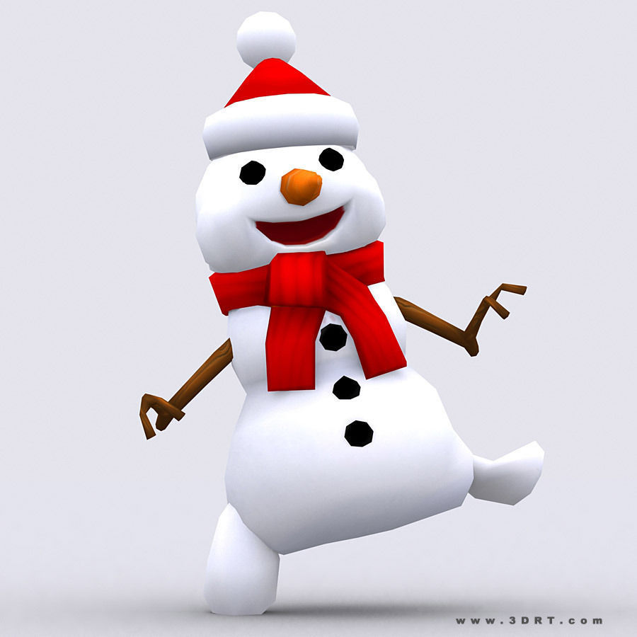 3DRT-Crazy dancing snowmen Low-poly 3D model_7