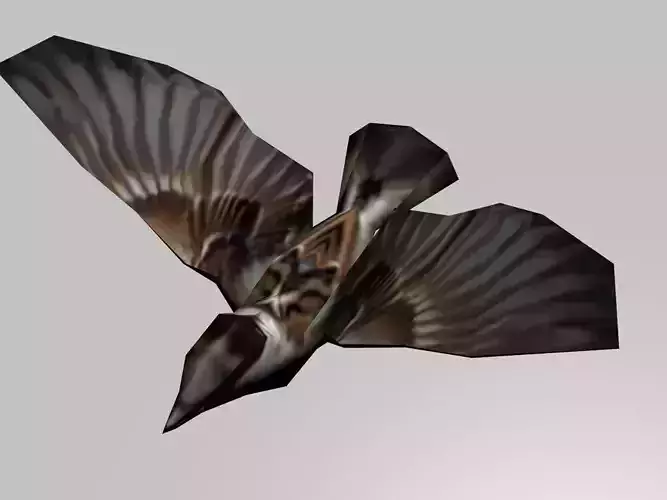 Flying sparrow Low-poly 3D model
