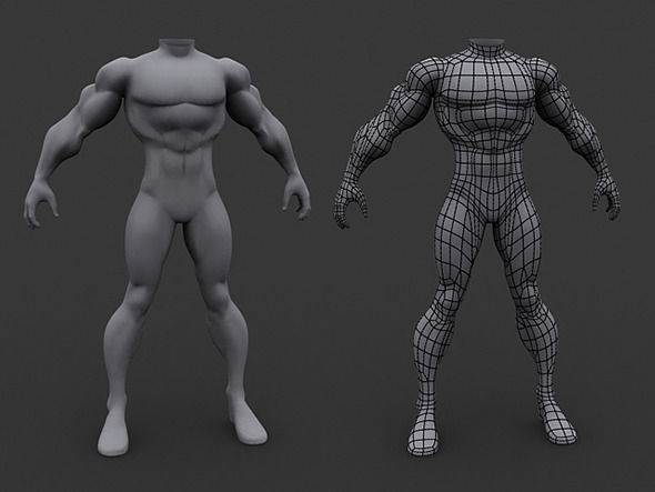 Human Athletic Male Base Mesh 3D model_1