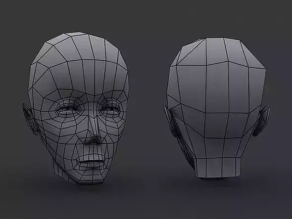 Human Manga Male Head Base Mesh 3D model