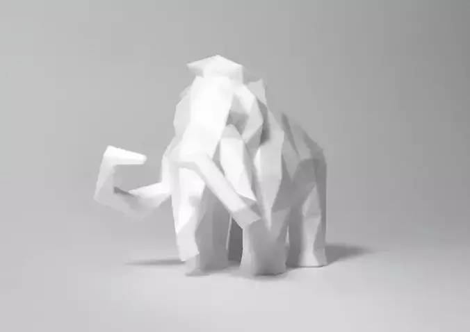 Low Poly Mammoth paper sculpture of elephant 3D print model