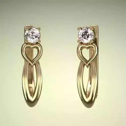 005 S pair of gold earrings with diamonds