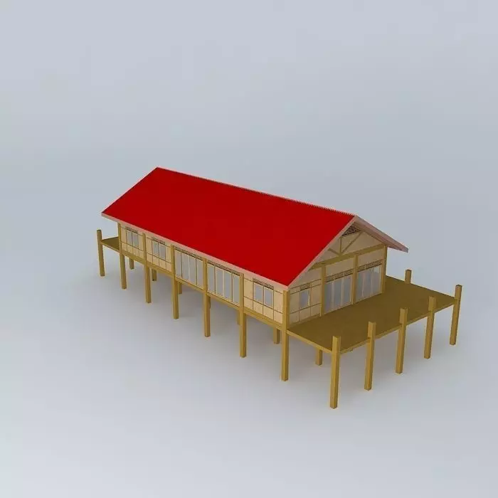 Wood Beach House Free 3D model