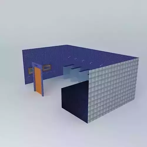 Shower bathroom with walls and orange door Free 3D model