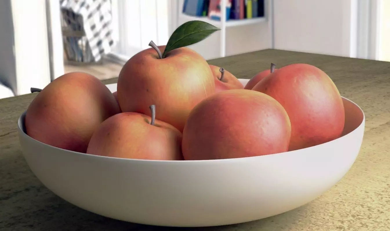 Apple 1 with leaf Free 3D model_0