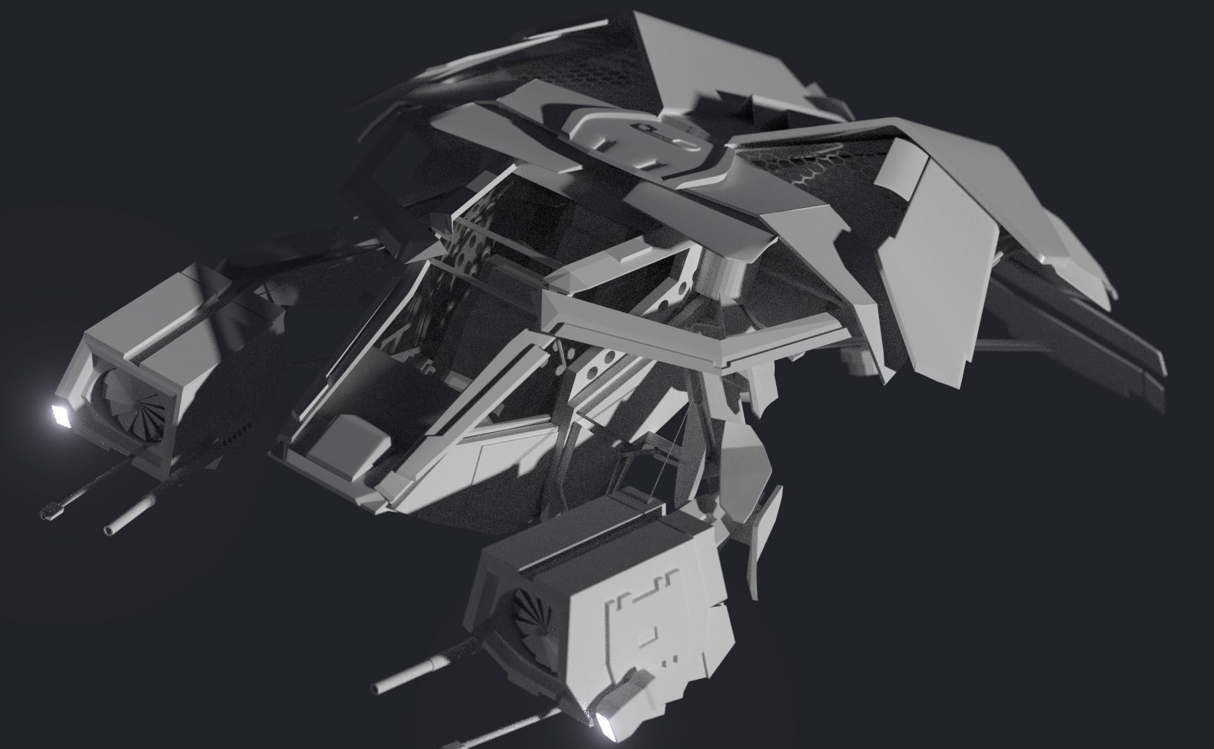 THE BAT sci-fi spaceship Low-poly 3D model_0
