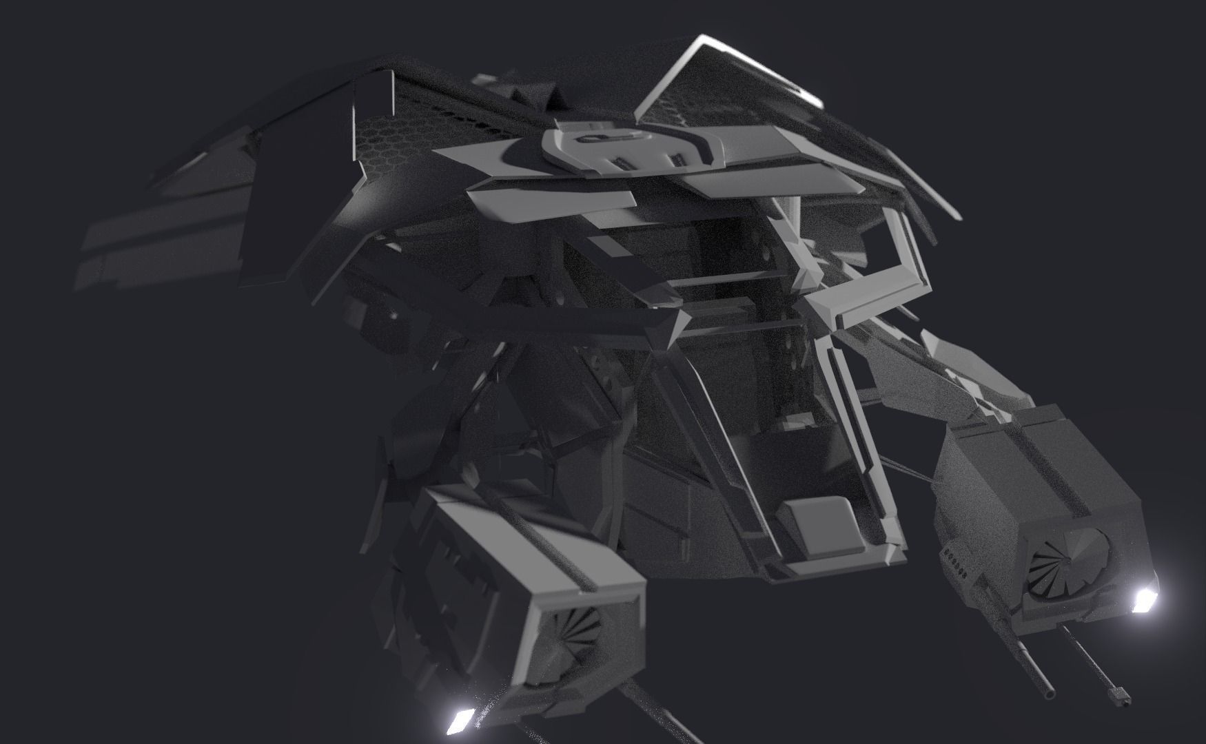 THE BAT sci-fi spaceship Low-poly 3D model_1