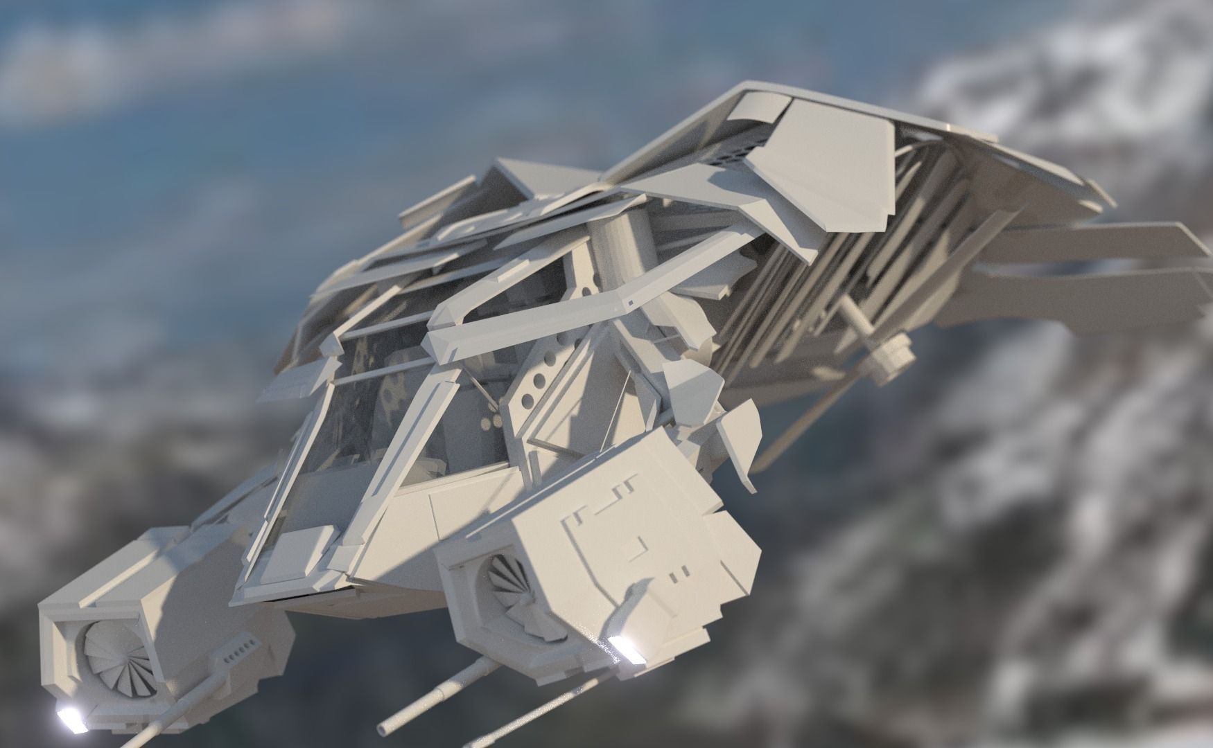 THE BAT sci-fi spaceship Low-poly 3D model_3