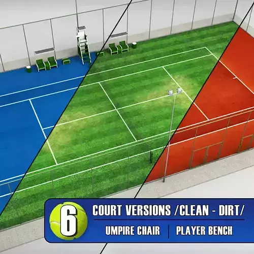 Tennis court stadium arena pack 3D model