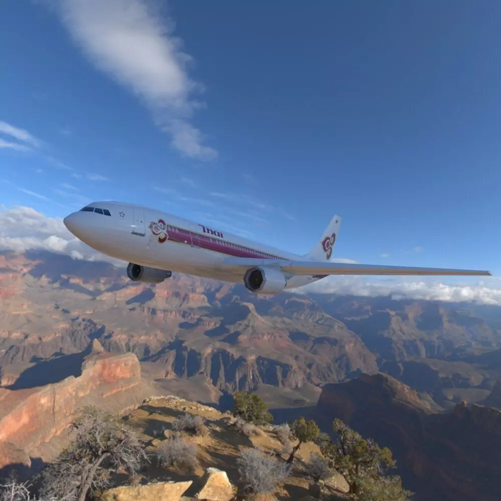 Airbus A-300 Commercial Aircraft Low-poly 3D model