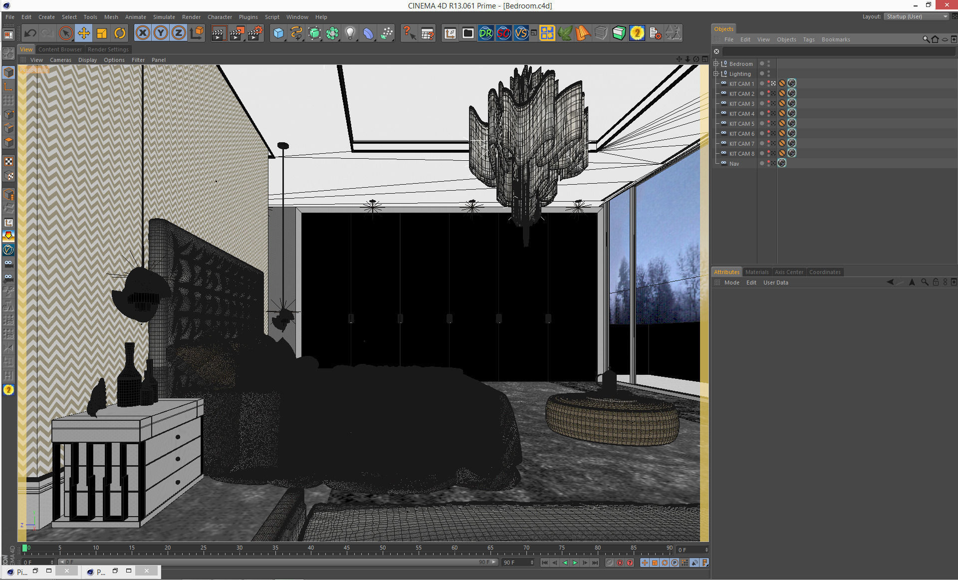 VRay - C4D Scene files - Modern Classic Bedroom Interior Scene 3D model_9
