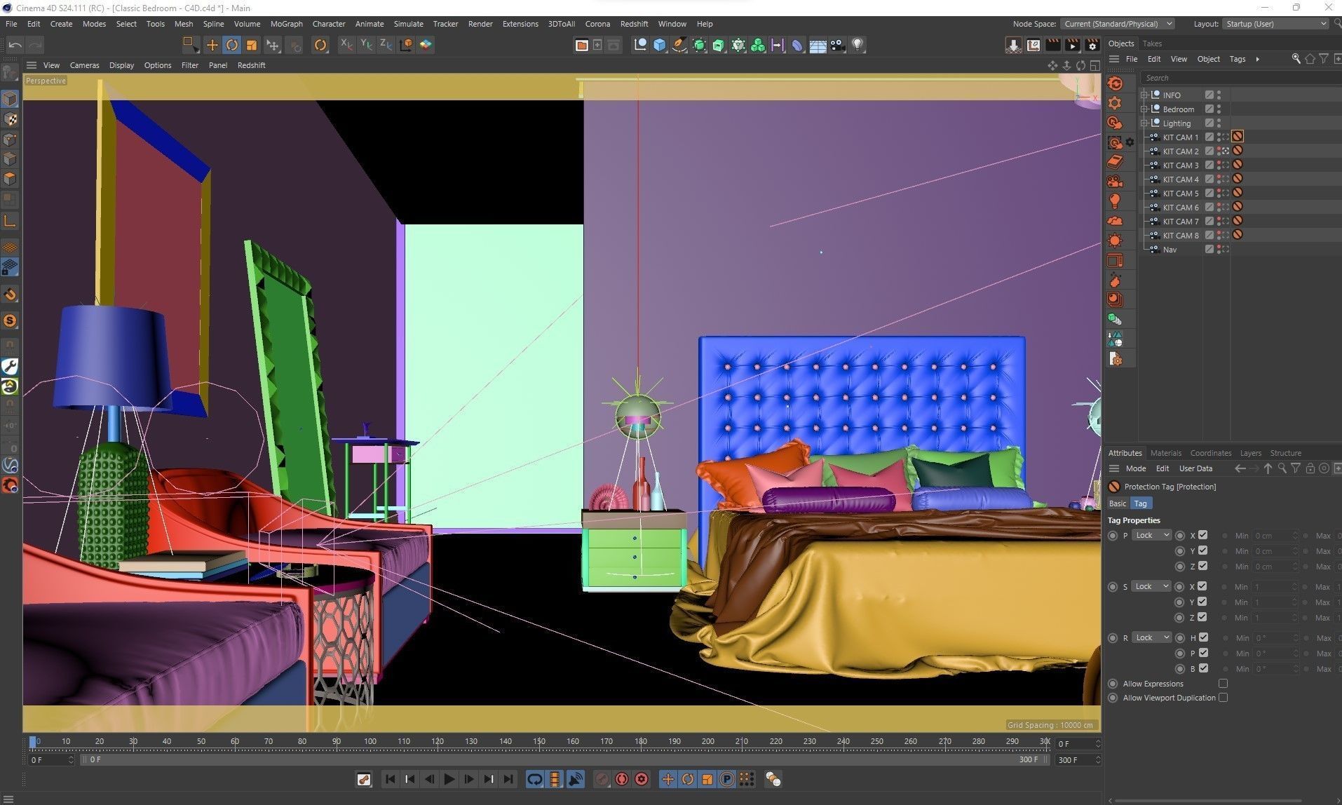 VRay - C4D Scene files - Modern Classic Bedroom Interior Scene 3D model_10