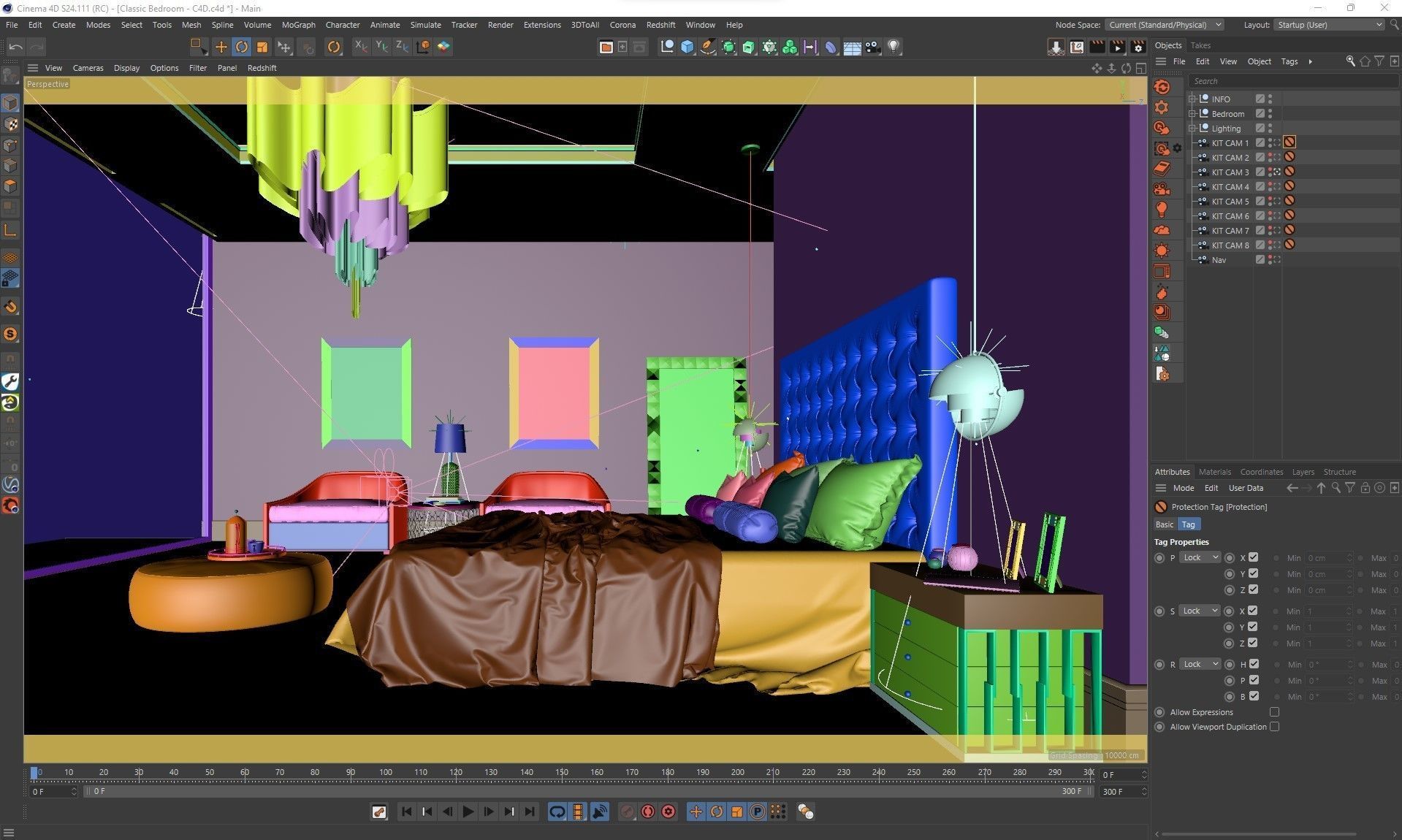 VRay - C4D Scene files - Modern Classic Bedroom Interior Scene 3D model_11