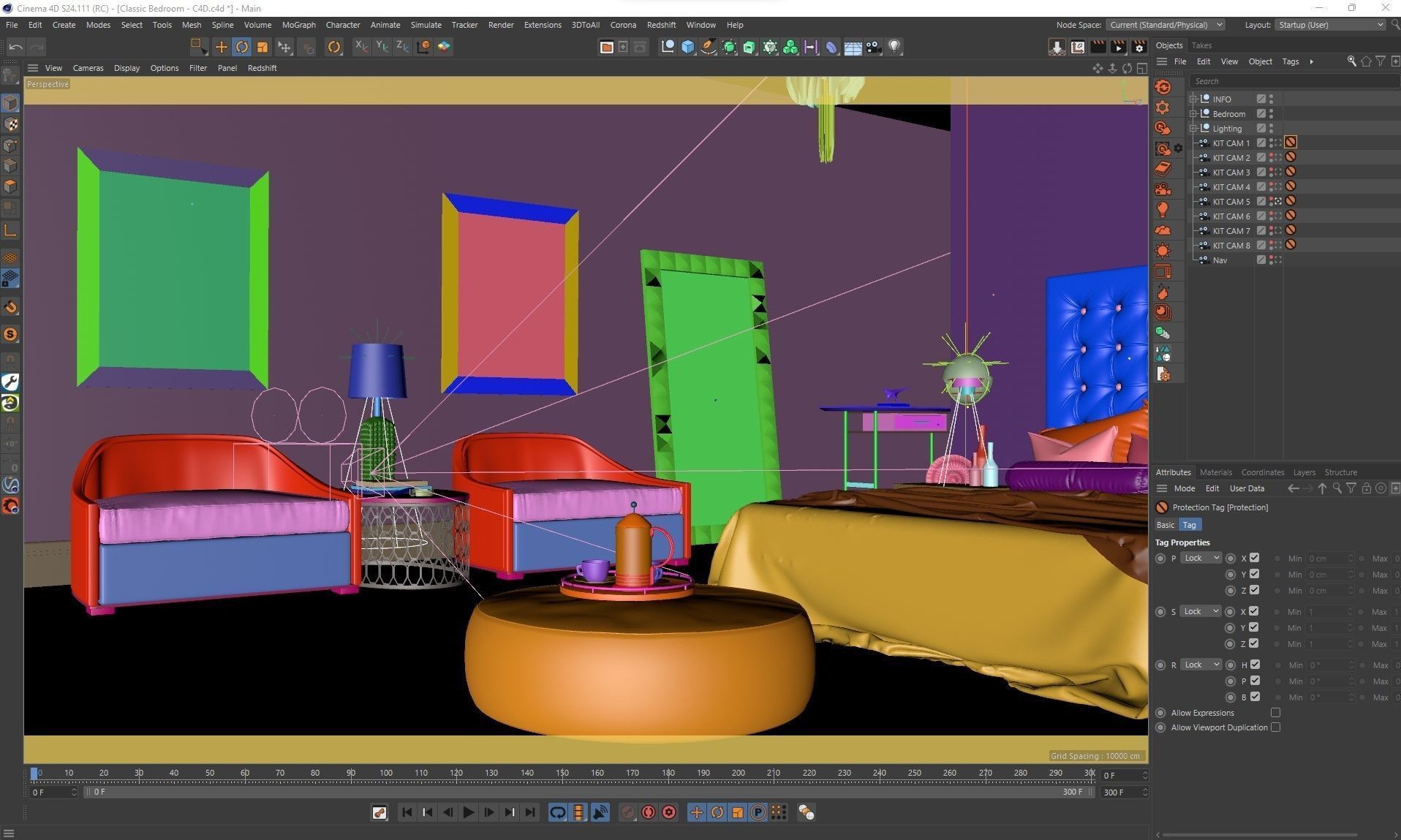 VRay - C4D Scene files - Modern Classic Bedroom Interior Scene 3D model_13