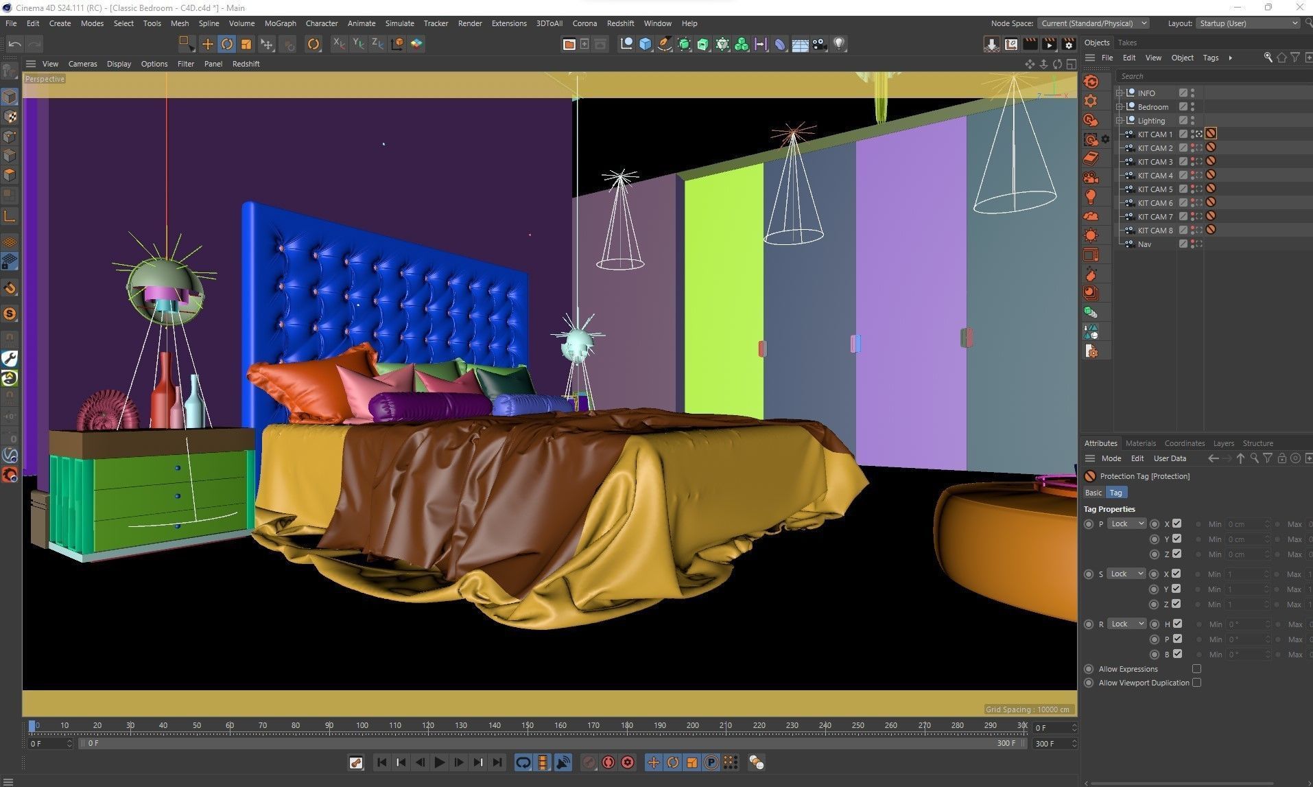 VRay - C4D Scene files - Modern Classic Bedroom Interior Scene 3D model_17