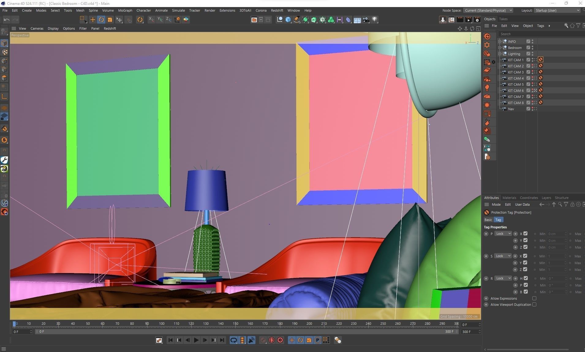VRay - C4D Scene files - Modern Classic Bedroom Interior Scene 3D model_14