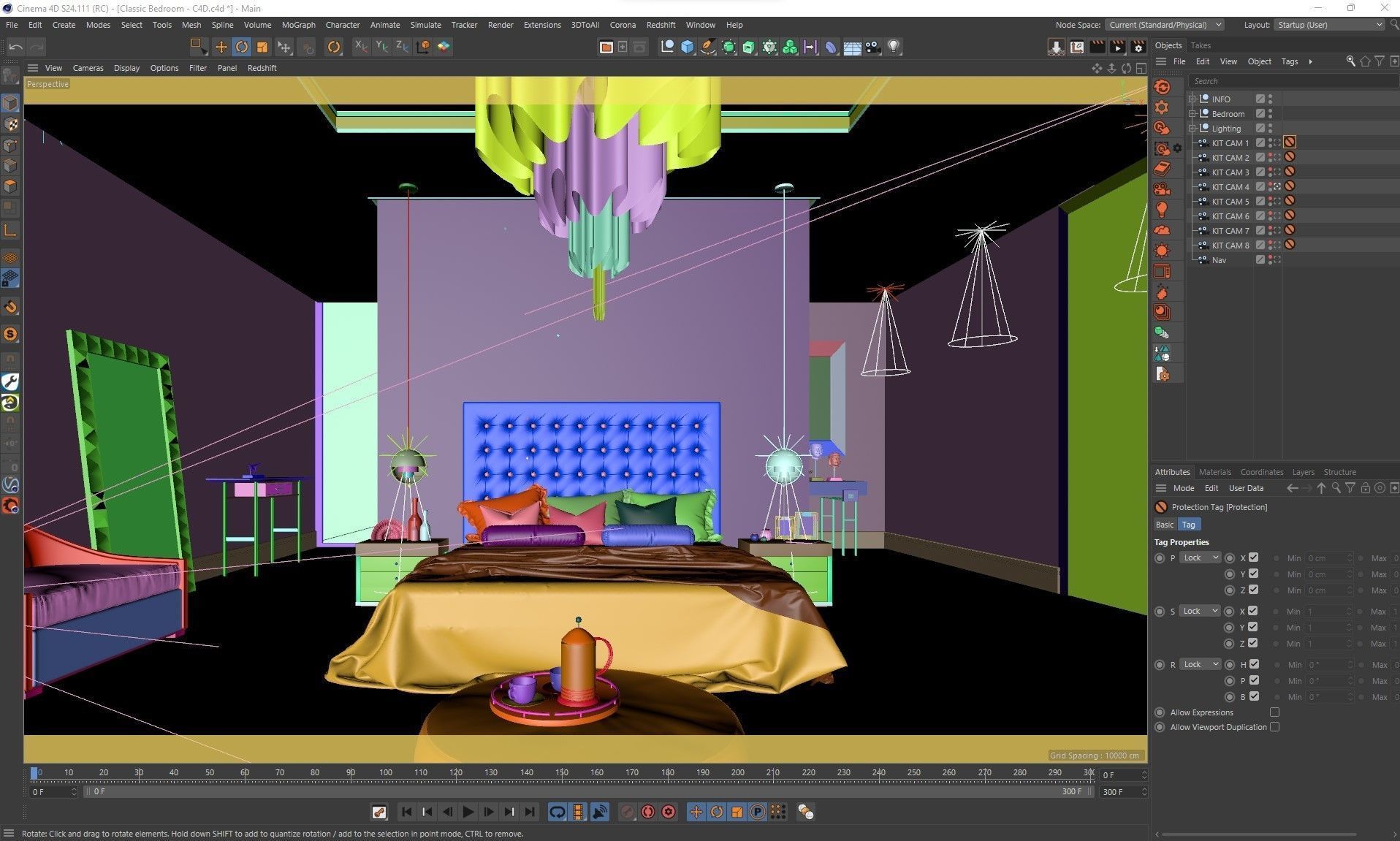 VRay - C4D Scene files - Modern Classic Bedroom Interior Scene 3D model_12